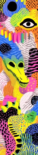 Free printable dragon bookmark featuring neon abstract dragon